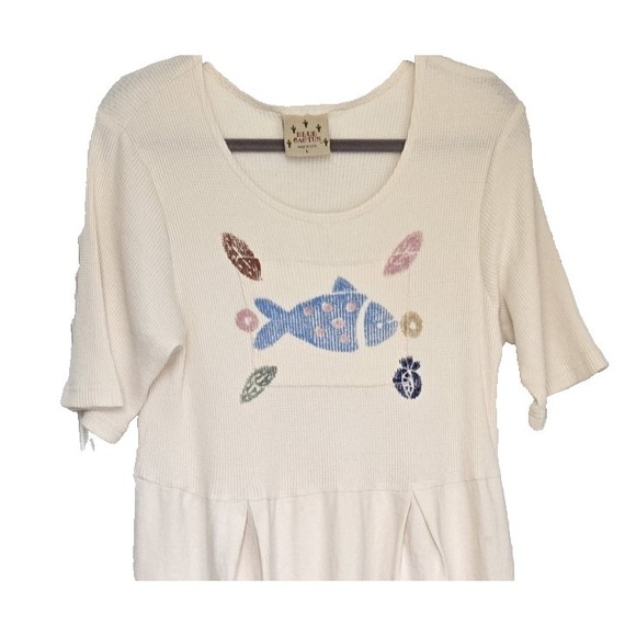 VTG Blue Cactus Maxi Short Sleeve Waffle Knit Top w/ Linen Look Skirt Dress L - Picture 3 of 13